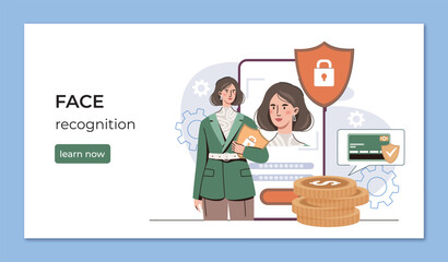 Face recognition security concept.. Vector illustration