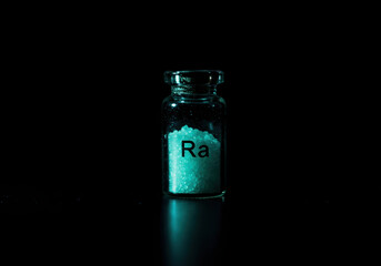 Element Radium (Ra) A  photograph of a small sample of a radium salt