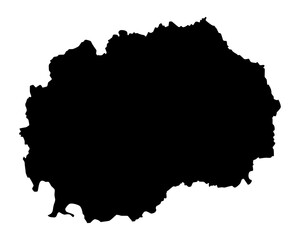 Vector map of North Macedonia, a country in Southeast Europe. Detailed black silhouette, isolated on white background.