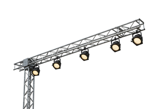 Stage Lighting Truss with Spotlights On Isolated Transparent Background
