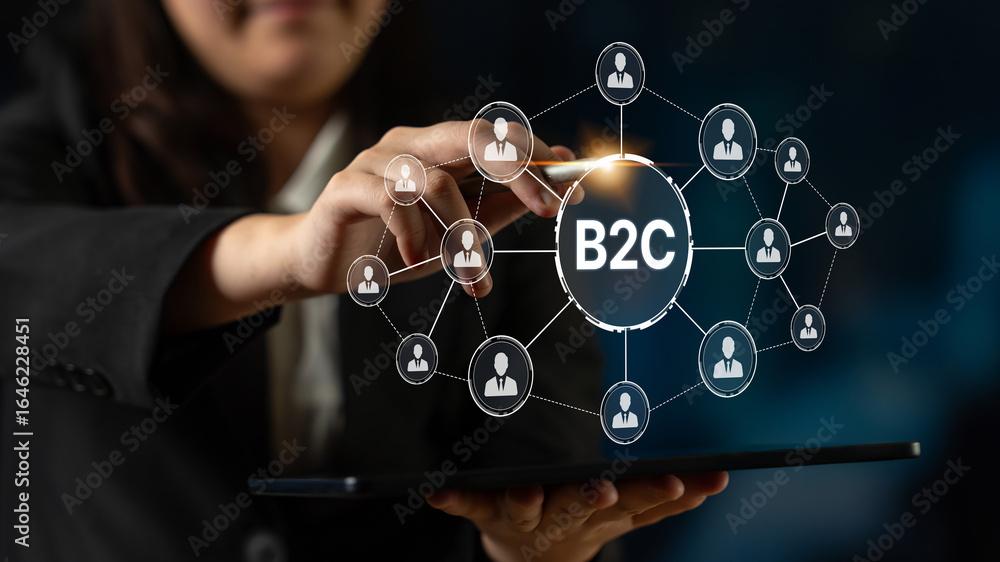Poster b2c strategy focus on delivery products directly to consumer. successful b2c model enhance consumer 