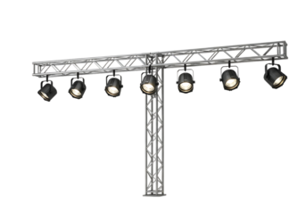 Concert Lighting Rig with Multiple Spotlights On Isolated Transparent Background