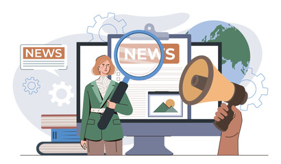 News communication and media concept. Vector illustration
