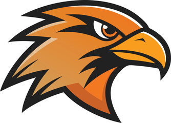 Stylized orange hawk head mascot logo