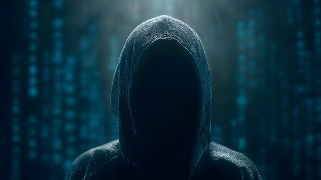 Mysterious figure shrouded in darkness.