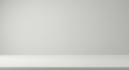 Minimalist White Stage with a Soft Circular Spotlight on a Gray Wall