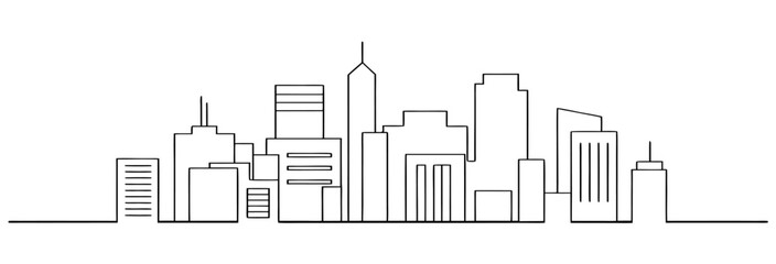 Simple Line Art City Skyline Illustration