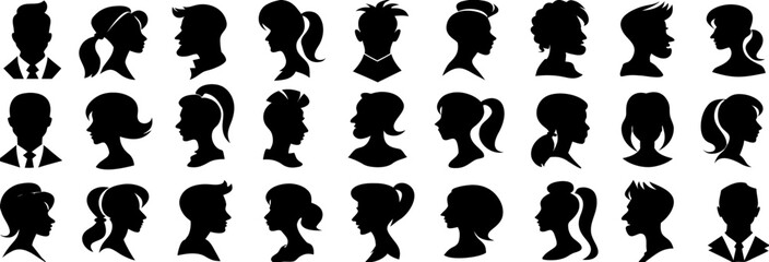 Collection of Male and Female Profile Silhouettes
