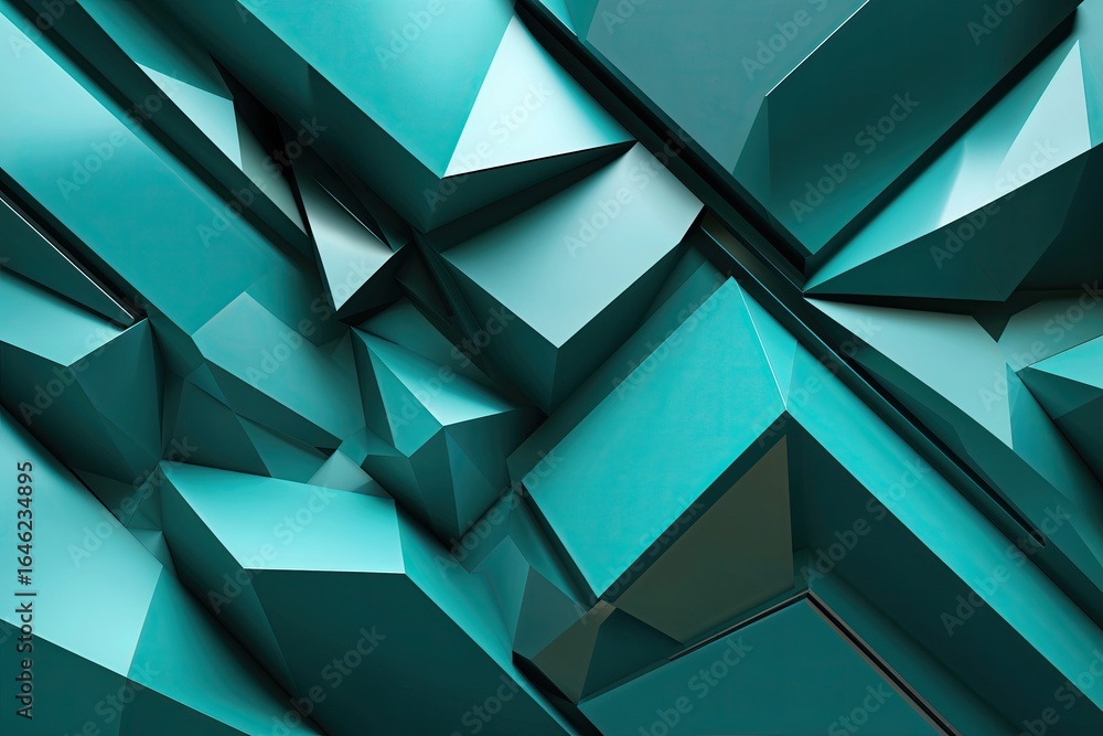 Aufkleber 3d teal angular geometric abstract background for technology flyer and futuristic graphic design lay