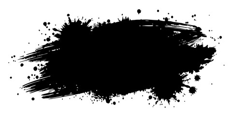 Abstract Black Ink Splatter Brush Stroke Background