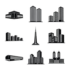 City Skyline and Building Icons – Urban Architecture Vector Set