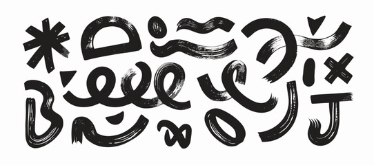 Abstract Black Ink Brush Strokes Graphics: Design Elements