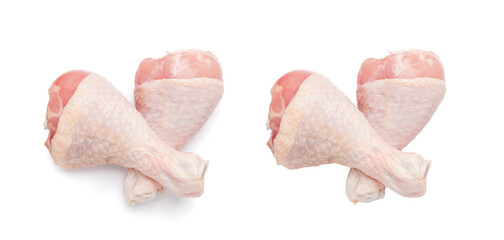 Raw Chicken Drumsticks Isolated, Uncooked Poultry Legs, Fresh Hen Meat, Fresh Chicken Drumstick