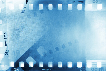 Film negatives blue background