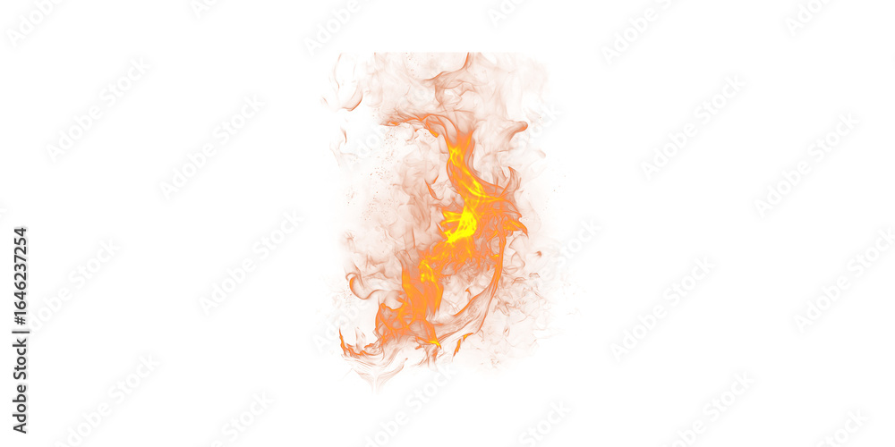 Poster isolated image showing a bright orange and yellow flame against a black background in a square shape