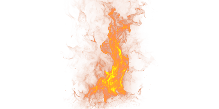 Isolated image showing a vibrant orange and yellow flame against a black background in the center - Powered by Adobe