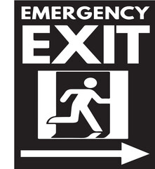 Emergency Exit Sign with Right Arrow