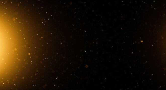 Radiant Golden Light Flare with a Cascade of Sparkling Bokeh Particles