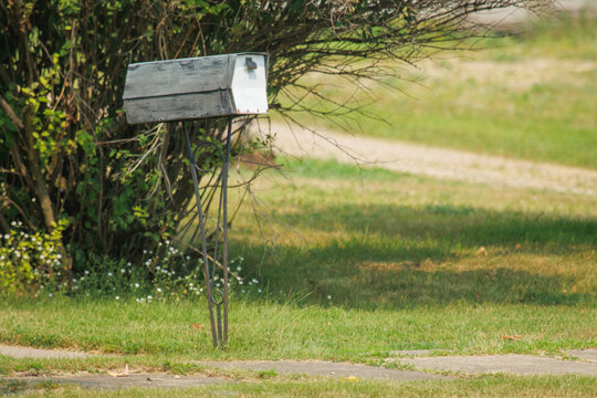 Netal mailbox in the grass