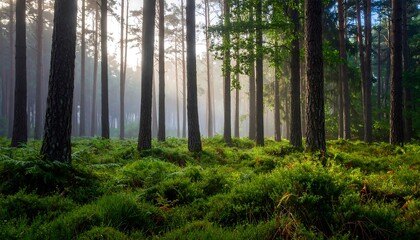 Obraz premium Misty morning forest