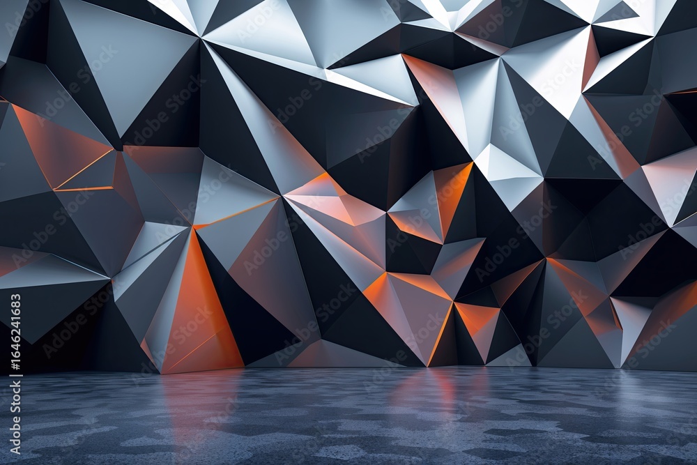 Poster dynamic 3d wallpaper featuring angular polygonal backdrop design for modern visuals and branding
