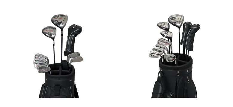 Golf equipment display sports store product showcase indoor environment golfing essentials. Cut out set png