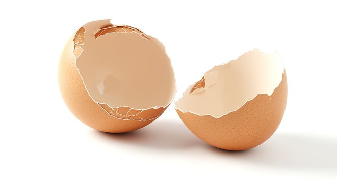 Cracked Eggshell on White Background Culinary Ingredient Breakfast Preparation Baking Recipe Food Photography Protein Source Culinary Art Broken Eggshell Concept - Powered by Adobe