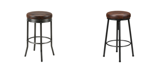 Stylish leather bar stools modern interior furniture contemporary indoor minimalist aesthetic. Cut out set png