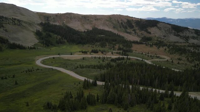 Aerial of Cottonwood Pass near Buena Vista Colorado in Sawatch range