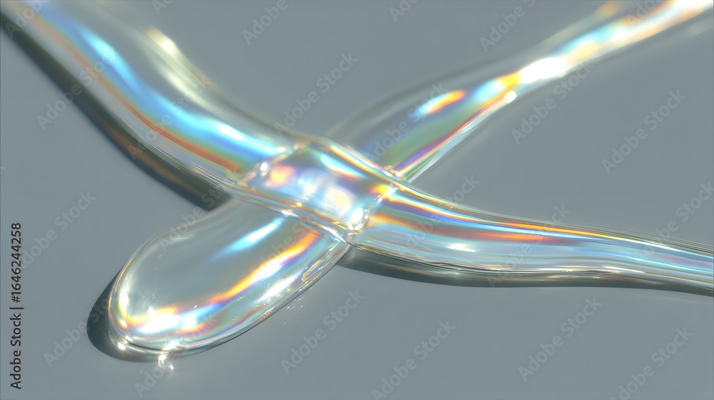 Poster fluid iridescent design with reflective surface.