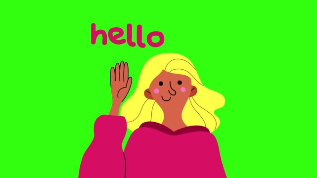 Animated Character Waving Hello on Green Screen