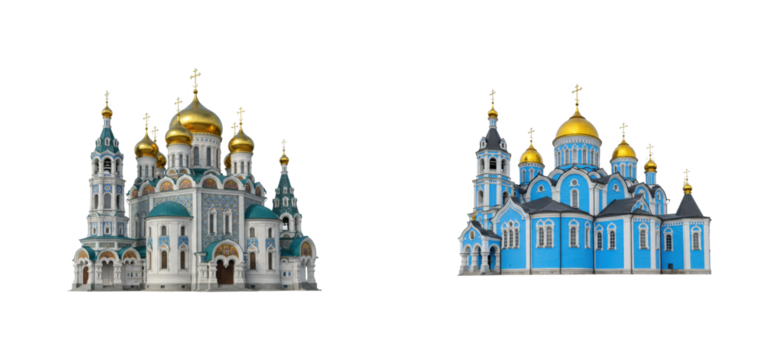 Architectural wonders stunning cathedrals in russia 3d renderings aesthetic focus. Cut out set png