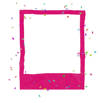 polaroid style photo frame border, on transparent background
