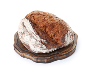 Loaf of fresh bread isolated on white