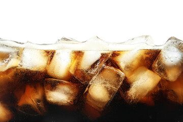 Refreshing cola with ice isolated on white