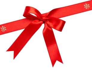 Red ribbon bow with snowflake design