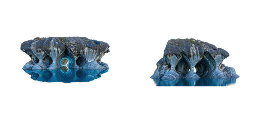 Exploring unique rock formations coastal waters natural environment aerial geological wonders. Cut out set png