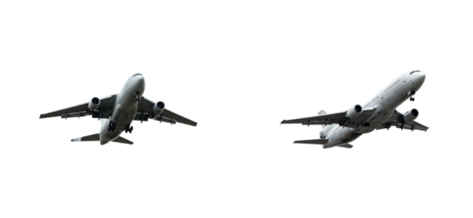 Takeoff and landing action of commercial airplanes airport runway aerial perspective aviation concept. Cut out set png