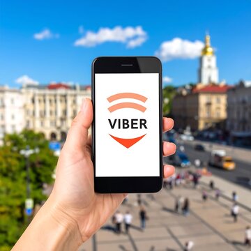 Smartphone displaying Viber app outdoors