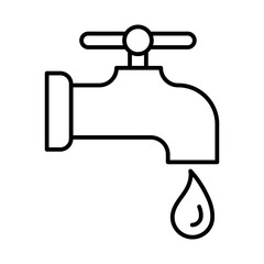 Tap with water drop icon. Aqua or liquid thin line illustration.