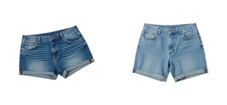 Summer fashion inspiration stylish denim shorts for women urban setting fashion casual vibe. Cut out set png