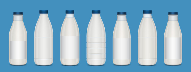 Set of vector milk containers