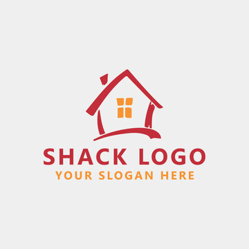 shack hut logo design vector