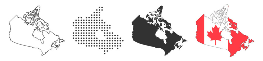 Canada collection of map and flag icons on transparent background © Pavlo