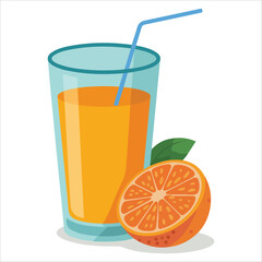 Fruit drink in glass flat vector graphic