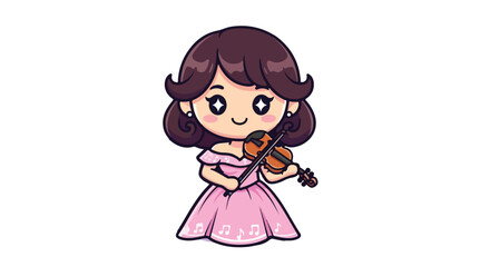 Charming Girl Playing Violin VECTOR A Musical Illustration with Grace and Style