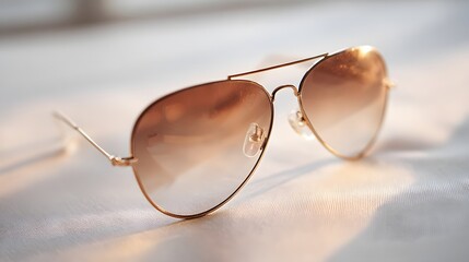 Close-up of aviator sunglasses with gradient lenses.