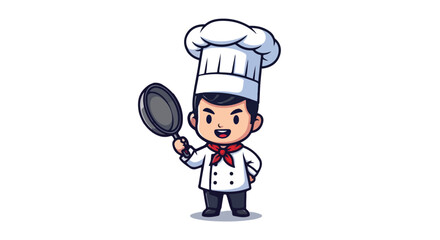 Delightful Cartoon Chef Character Holding a Frying Pan - A Charming Culinary KOKI VECTOR Graphic for Food-Related Designs and Restaurant Promotions