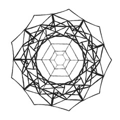black and white geometric shape. Expanding Star. Polygon design. 
