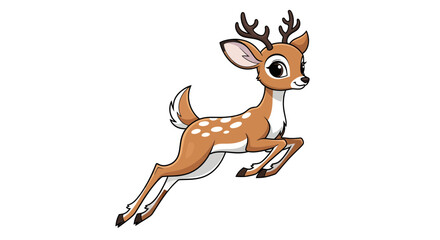 Action-Packed Illustration of a Leaping Deer in a Whimsical Forest Environment